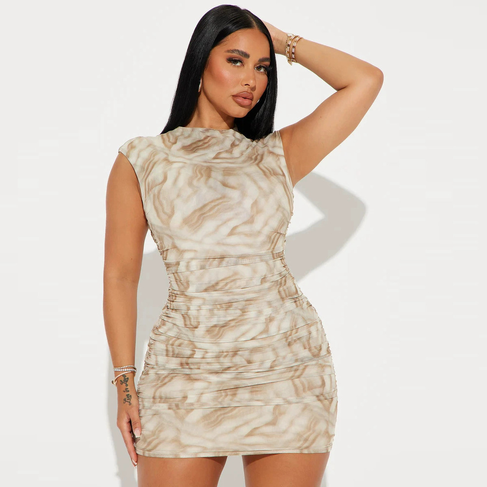 Forever 21 Summer Pleated Waist Sleeveless Print Dress